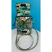 Load image into Gallery viewer, Vera Bradley Island Blooms Mini Hipster Crossbody Lime Aqua Black
